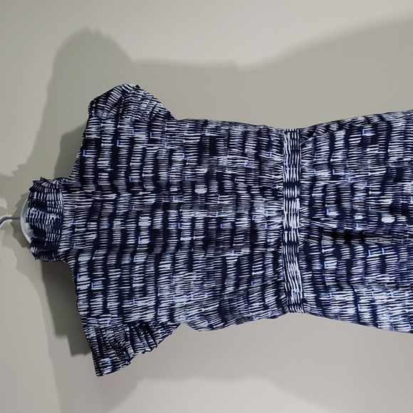 Banana Republic Blue/ White Dress w Pleats, Sz 0 - Picture 5 of 8